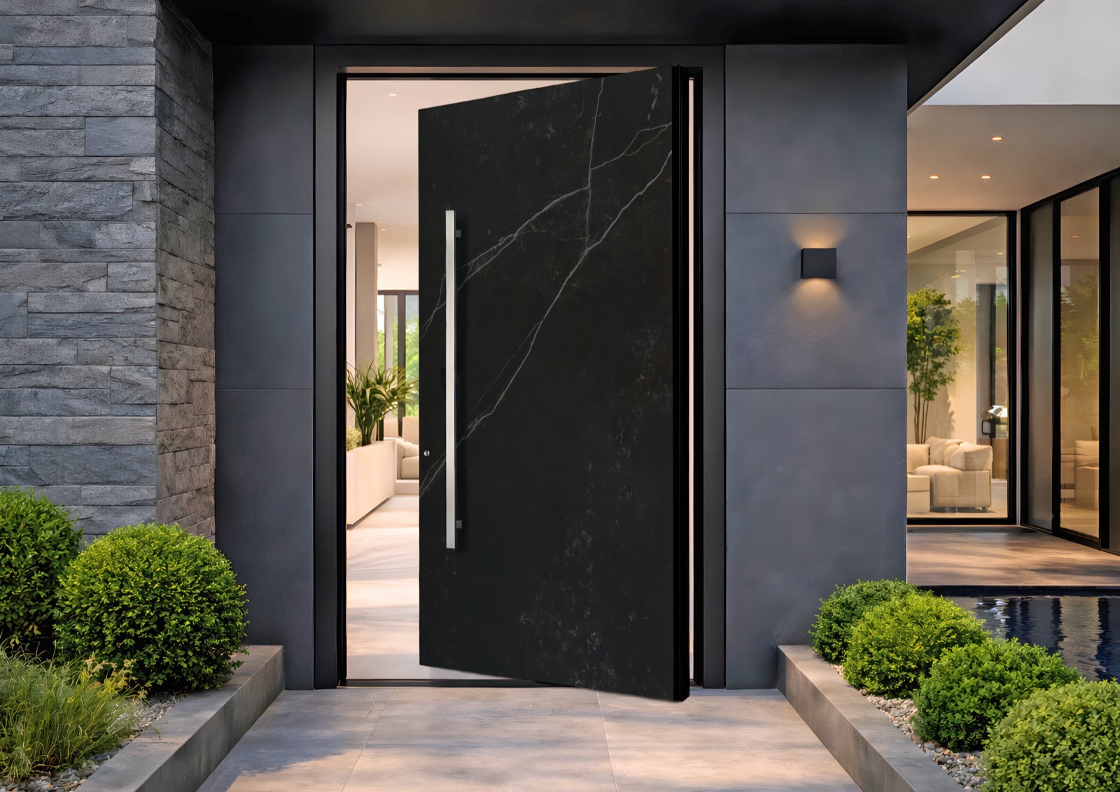 Πόρτα pivot Monolith 01 Black Marble Essence